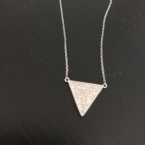 14K white gold and diamond triangle necklace